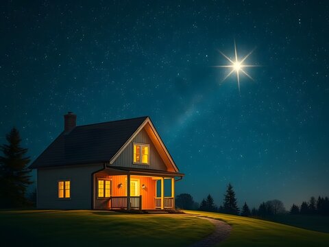 house on the hill at night