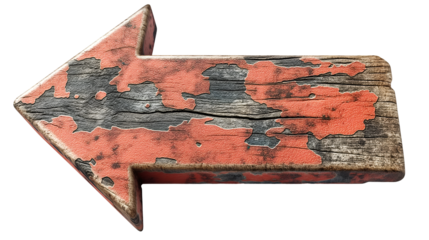 Vintage Wooden Arrow Red Weathered Sign for Rustic Directional Design.