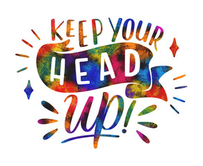 Monochrome lettering motivational quote sticker keep your head up