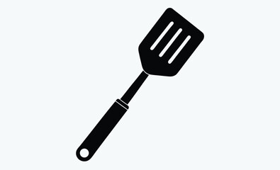 Spatula silhouette, spatula silhouette vector illustration, flat spatula illustration, vector cooking utensil  