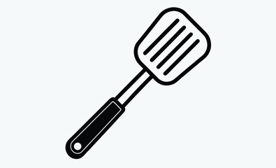 Spatula silhouette, spatula silhouette vector illustration, flat spatula illustration, vector cooking utensil  