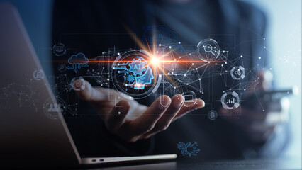 Digital transformation technology strategy, IoT, internet of things. transformation of ideas and the adoption of technology in business in the digital age, enhancing global business capabilities. Ai.