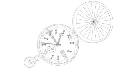pocket watch in vintage style 3d illustration