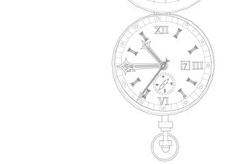 pocket watch in vintage style 3d illustration