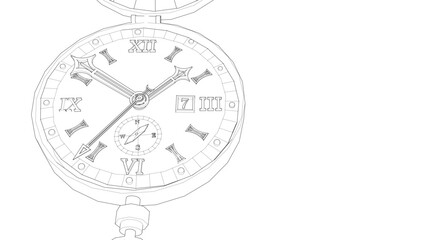 pocket watch in vintage style 3d illustration