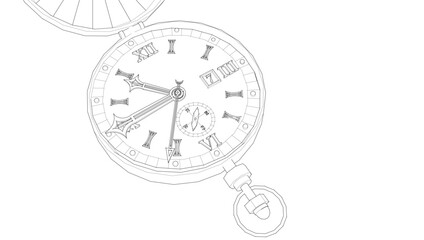 pocket watch in vintage style 3d illustration