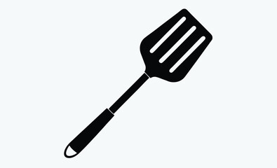Spatula silhouette, spatula silhouette vector illustration, flat spatula illustration, vector cooking utensil  