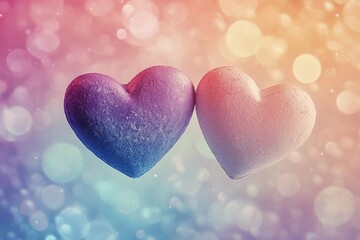 Fototapeta premium Charming romantic hearts on dreamy bokeh background for love themes, perfect for valentine's day greetings and heartfelt artistic projects