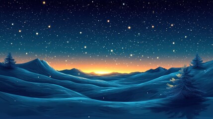 Fototapeta premium A winter wonderland sunrise over snowy peaks.