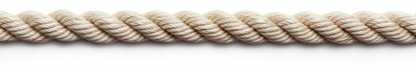 Close-up of beige twisted rope on white background. (1)