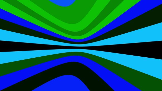 A symmetrical digital artwork featuring overlapping blue, green, and cyan ellipses, creating a vibrant, dynamic, and hypnotic illusion of depth and motion.