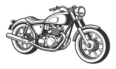 Fototapeta premium Retro Cruiser Motorcycle Vector Art – Iconic Black and White Design.