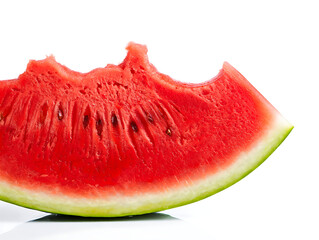 Bitten watermelon slice with bite marks