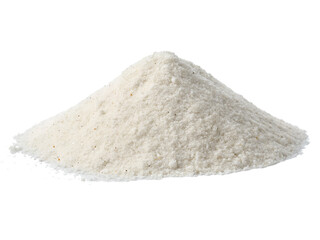 A pile of fine white sand on a transparent background, close up shot, studio lighting, macro photography