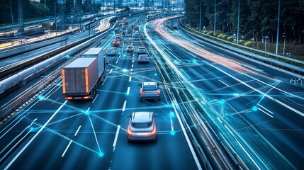 Futuristic Transportation Network: Connectivity and Data Flow on Highway
