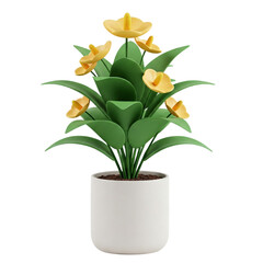 A lush peace lily plant (Spathiphyllum) in a modern ceramic pot, featuring dark green glossy leaves and elegant white blooms