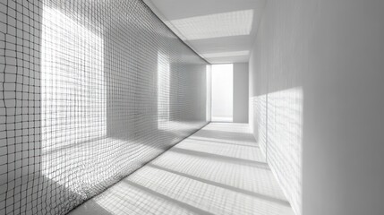 Obraz premium Modern, minimalist hallway with screened walls.