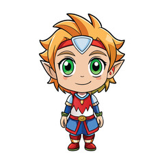 Cute cartoon elf character in stylized outfit
