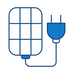 Solar Energy Blue Icon. Solar Energy, Solar Panel, Green Energy, Sun Energy, Solar Battery, Energy Saving, Solar House, Ecology, Electricity, Renewable Energies Editable Stroke Vector Illustration