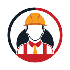 Factory worker profile logo on white background vector illustration