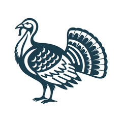 Turkey Silhouette with Single Line Feather Details - Thanksgiving – Turkey silhouette (single-line feather details)