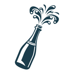 New Year's Eve Champagne Bottle Pop Vector - New Year’s Eve – Champagne bottle popping (streamlined bubbles)