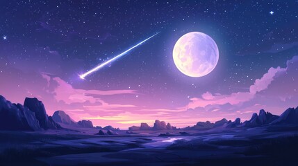 A celestial landscape, illuminated by a vibrant night sky.