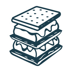 Stacked S'mores Layers for National S'mores Day - National S’mores Day – Stacked graham cracker, chocolate, and marshmallow (geometric layers)