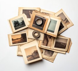 Vintage photos, tape, nostalgic memories.