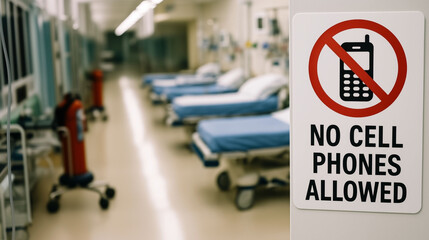 Fototapeta premium No cellphone allowed in hospital intensive critical care unit ICU 