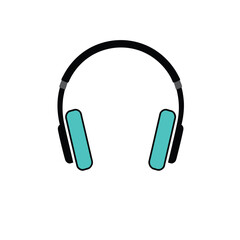 Stylish headphone vector logo with teal and grey color accents, clean black lines, and geometric form — perfect for music brands, audio tech, and digital media use.

