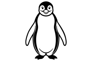 Penguin line art vector illustration and white background
