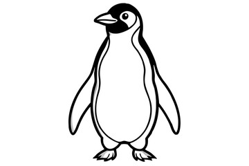 Penguin line art vector illustration and white background