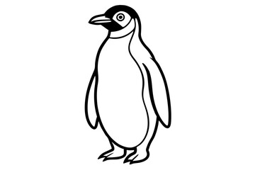 Penguin line art vector illustration and white background