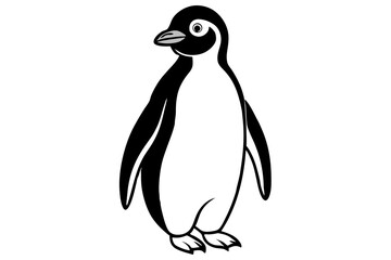 Penguin line art vector illustration and white background
