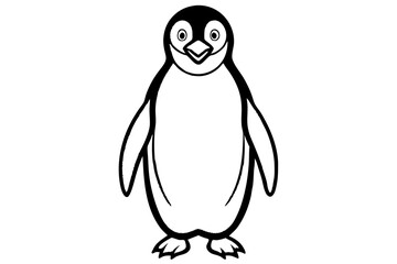 Penguin line art vector illustration and white background