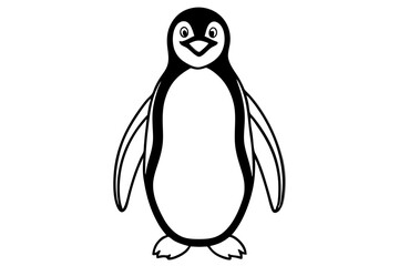 Penguin line art vector illustration and white background