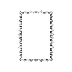 A modern sketched border with squiggly edges and dashes and rustic line. Hand drawn in black.