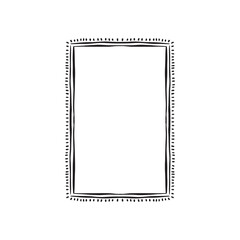 A rectangular border frame with a rustic edge and dashes. Hand drawn in black. 