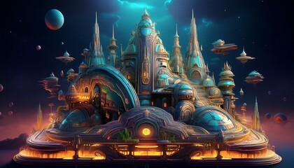 fantasy landscape with space