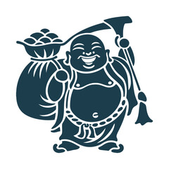 Happy Buddha Hotei with Sack Vector Illustration - Laughing Buddha – Round, joyful figure with a sack (Hotei, East Asian icon)