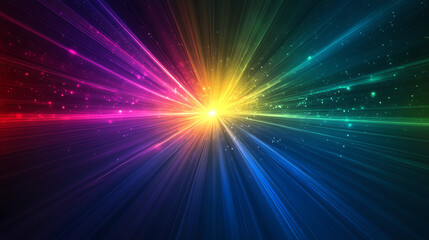 Obraz premium Vibrant prism light dispersion on a dark background, dominated by green, blue, and purple hues. Perfect for sci-fi, abstract, and creative projects. Stunning spectral colors