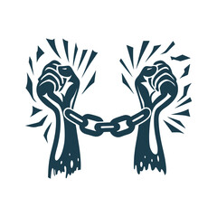 Juneteenth: Broken Chains Symbolizing Freedom, Vector - Juneteenth – Breaking chains (freedom symbolism, bold strokes)