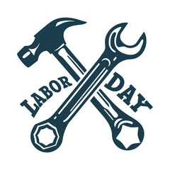 Labor Day: Crossed Hammer and Wrench Symbol - Labor Day – Hammer and wrench crossed (worker solidarity)