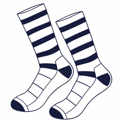 "Striped Socks Vector Design - High-Quality AI Graphic on White Background"