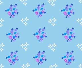 青、紫、白の花の青背景の壁紙背景