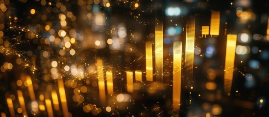 Obraz premium Golden Financial Vista: Abstract Representation of Market Fluctuations and Growth