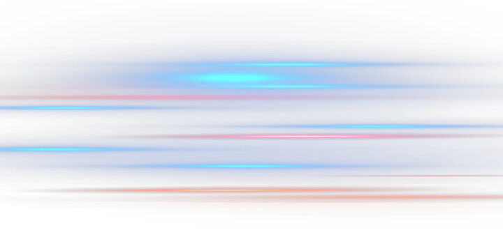 Light motion effect for banners. Blue lines. Speed ​​effect on blue background. Light, speed and motion lines on white background