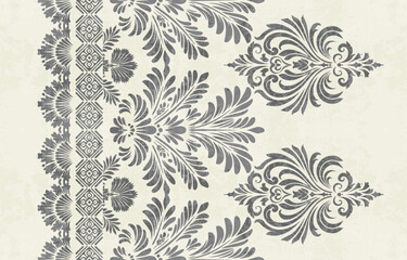 Printfloral pattern vintage ethnic modern embroidery texture boho design vector illustration hand drawn pink flower motif branches leaves wallpaper seamless background border.