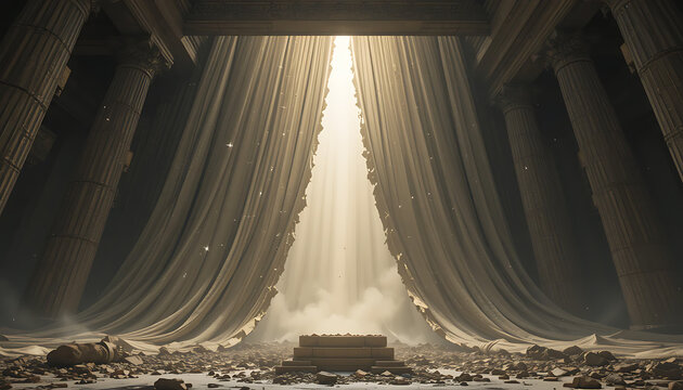 torn temple veil divine light ancient mystery holy